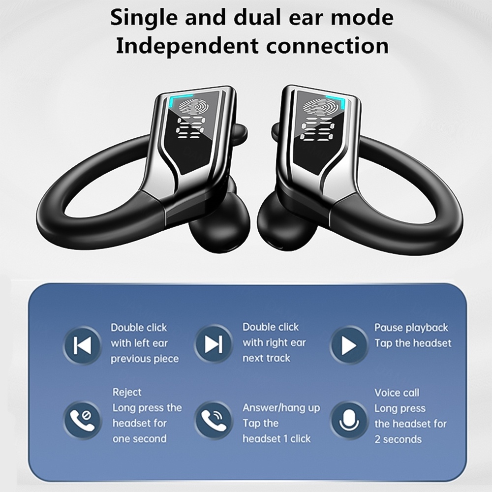 VIRWIR Tai nghe không dây TWS Bluetooth 5.2 màn hình LED cảm ứng chống nước có micro
