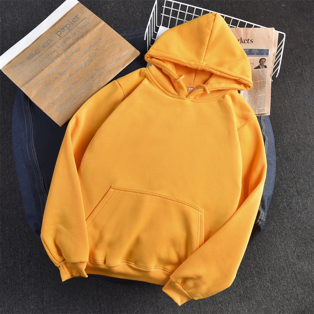 Áo Hoodie Có Mũ Hoodie trơn Vàng Dáng Thụng Có Size