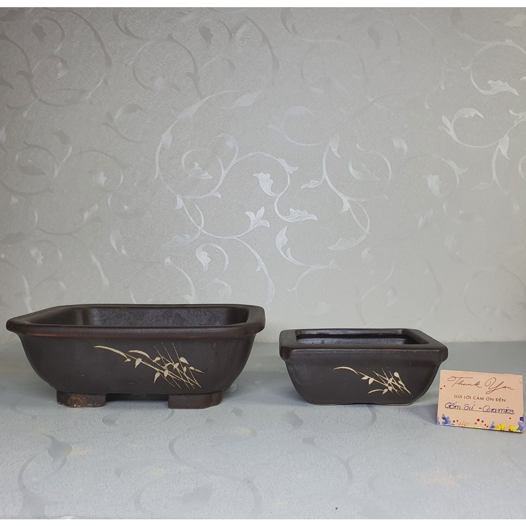 Chậu trồng cây cảnh , cây bon sai , sen đá, xương rồng , gốm sứ Bát Tràng - Hàng đẹp