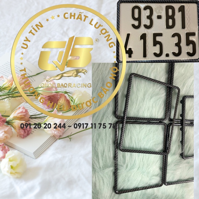 Viền Ốp Biển Số màu Carbon đen- Gắn mọi loại xe gắn máy