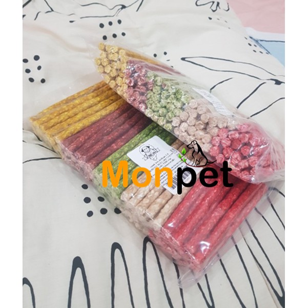 Xương Gặm Da Bò Nhiều Màu Cho Chó Giúp Sạch Răng