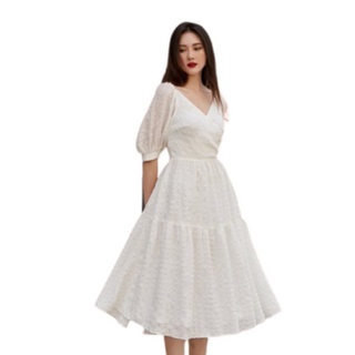 Olv - đầm pearl bush v neck dress