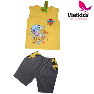 Set Quần Áo thun ba lổ bé trai cotton hình chó đốm size nhỏ 9-28kg