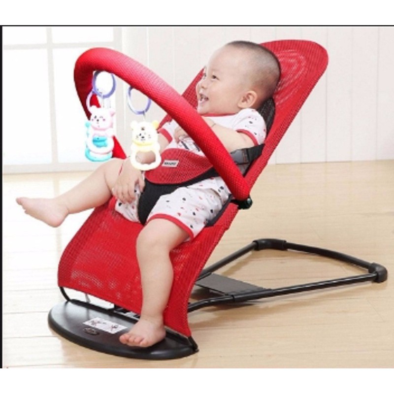 Ghế nhún tạo rung lưới thoáng khí gối đầu - ghế rung nhún đa năng cho bé nằm chơi ngủ uống sữa ..