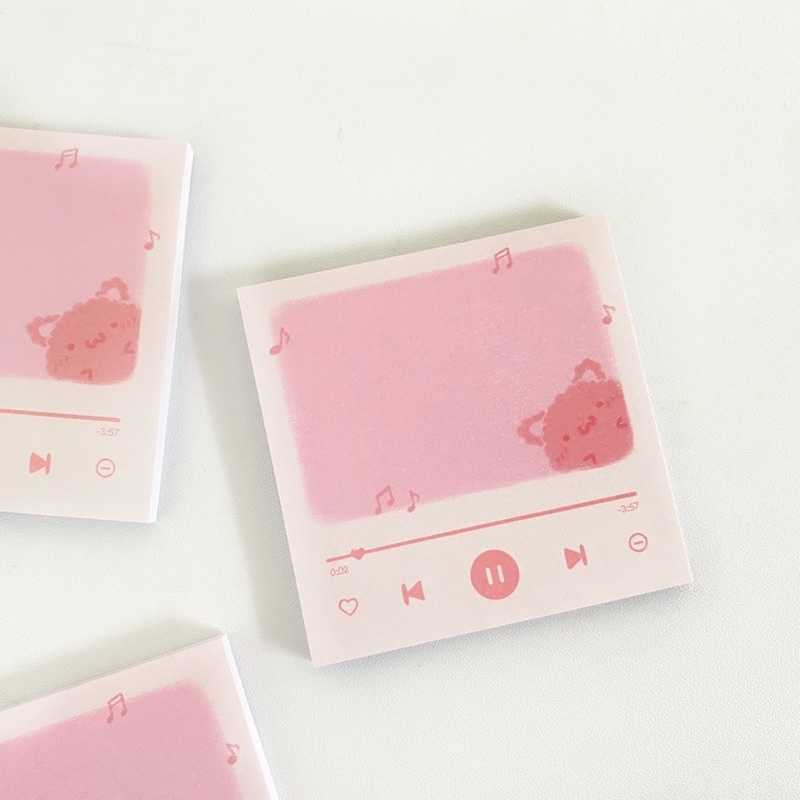 Sticky note, giấy ghi chú notepad mèo hồng âm nhạc dễ thương