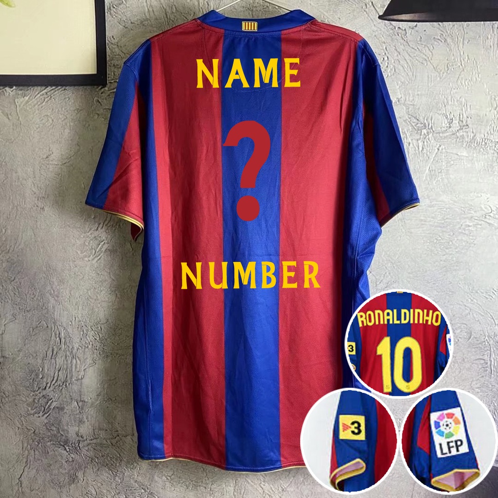 Áo Thun Bóng Đá Tay Ngắn Dài Phong Cách retro 07-08 Barcelona Cao Cấp