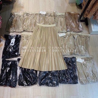 Chân váy dài midi xếp ly bóng nhũ nhẹ loại 1 hàng quảng châu