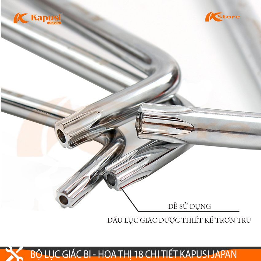 BỘ LỤC GIÁC BI - LỤC GIÁC HOA THỊ ( LỤC GIÁC BÔNG) 18 CHI TIẾT KAPUSI JAPAN, LỤC GIÁC CHỮ L cao cấp