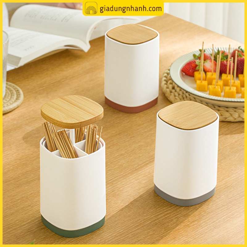 Hộp Đựng Tăm Xỉa Răng, Hộp Đựng Tăm Bông Nút Bật Thông Minh