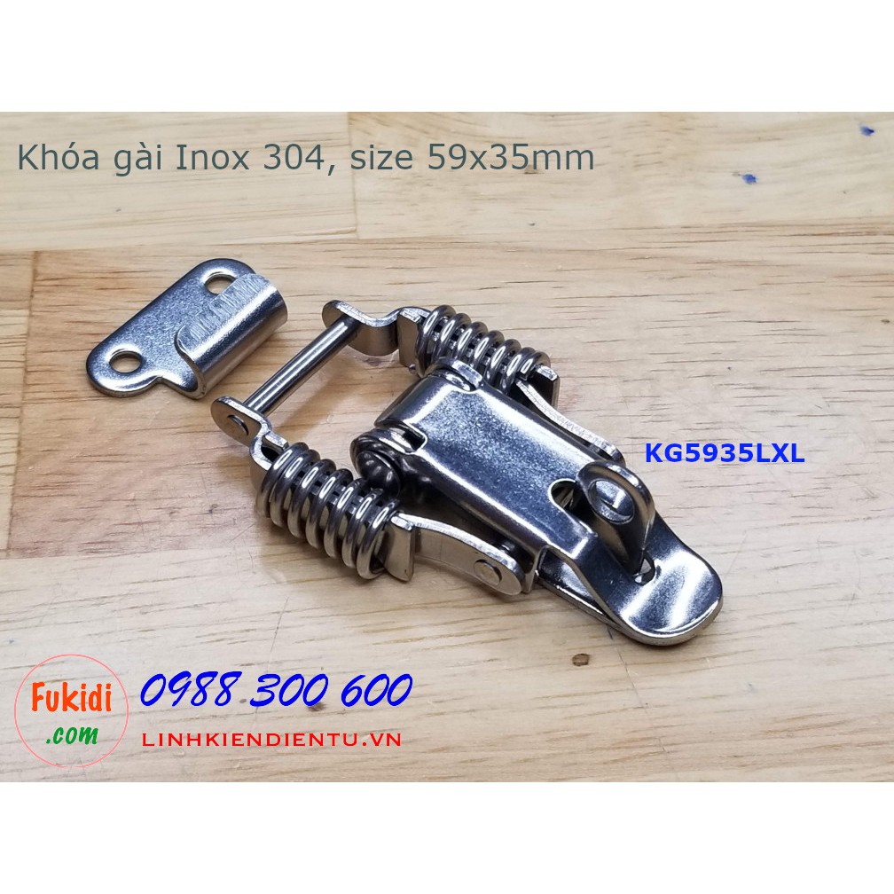 Khóa gài inox 304 có lò xo kích thước 68x35mm model KGLX68