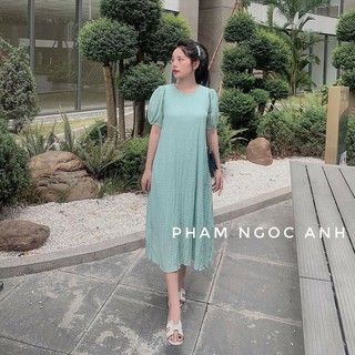 Váy Suông Đũi Xốp Tay Bồng Cách Điệu