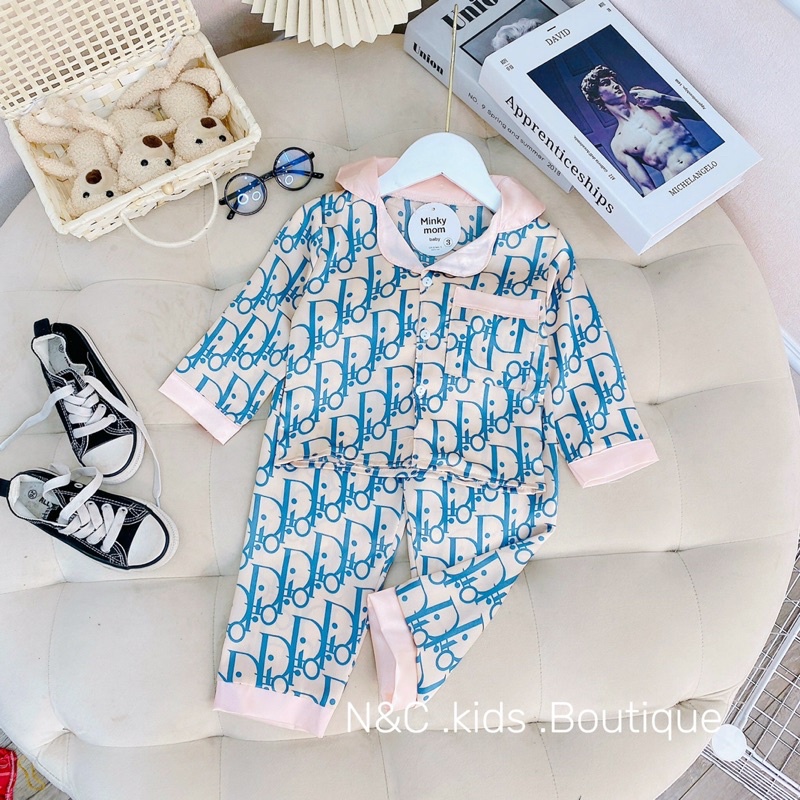 Bộ pijama lụa Di ờ dài tay mềm mại cho bé trai bé gái - BPLDDT