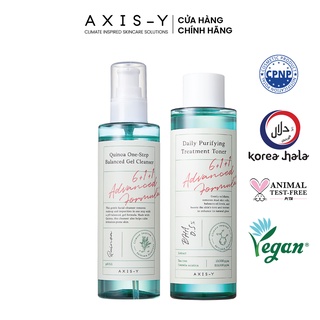 Combo chăm sóc da làm sạch nhân đôi Axis-Y gồm sữa rửa mặt cấp ẩm cho da 180ml và Toner kiểm soát mụn làm dịu da 200ml