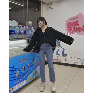 Quần Jeans ống Đứng Co Giãn 2 cúc