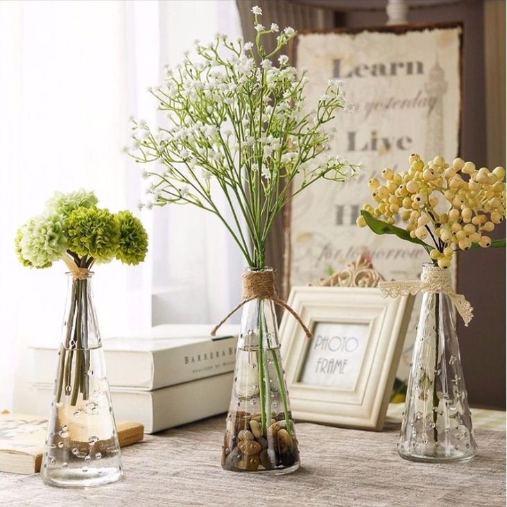 Bình hoa thủy tinh chấm bi nổi cắm 1 bông PT048