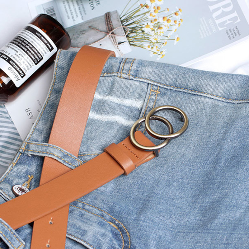 Ladies Round Buckle Belts Casual Belts Jeans Belts Dress Belts Double-loop Round Buckle Belts JP6