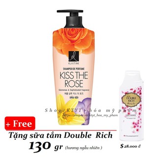 Elastine - Dầu gội hương nước hoa Kiss The Rose 600 ml + Tặng sữa tắm Double Rich 130 gr