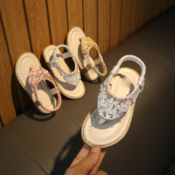 Dép sandal xỏ ngón đính đá dễ thương cho bé gái