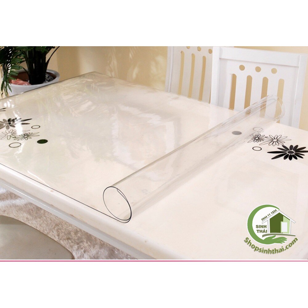 Miếng kính trải bàn nhựa PVC trong suốt loại mềm dẻo, chống thấm