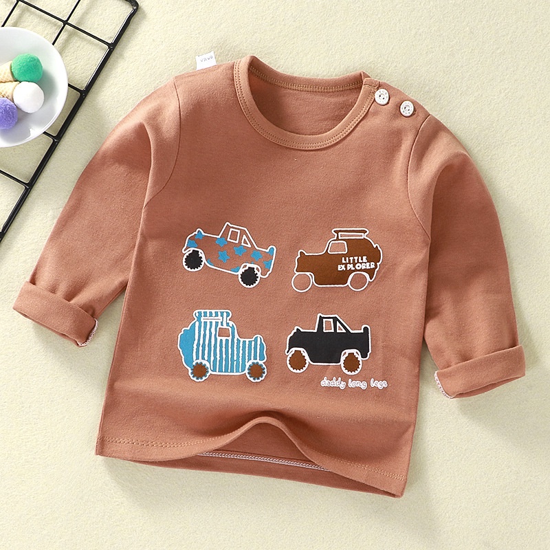 Áo thun từ cotton tay dài in họa tiết hoạt hình tùy chọn phong cách Hàn Quốc thời trang thu đông cho bé 65-135cm