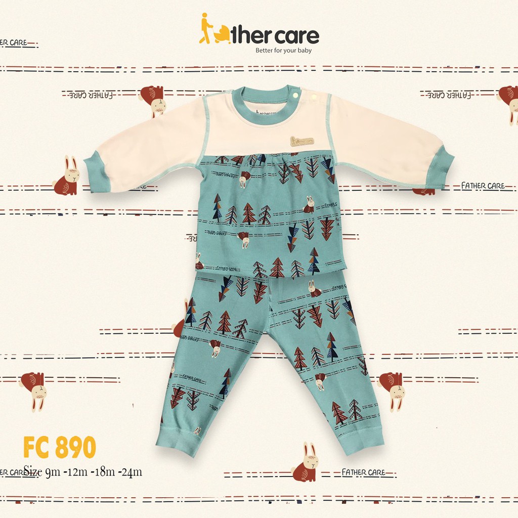 Bộ Quần áo FatherCare em Nhún ngực nỉ DT - Thỏ &amp; Cây (Trơn - HT) FC888