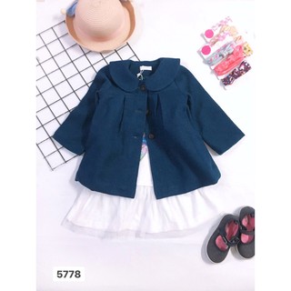 Áo khoác dạ cho bé gái, áo dạ Jacadi xanh Navy