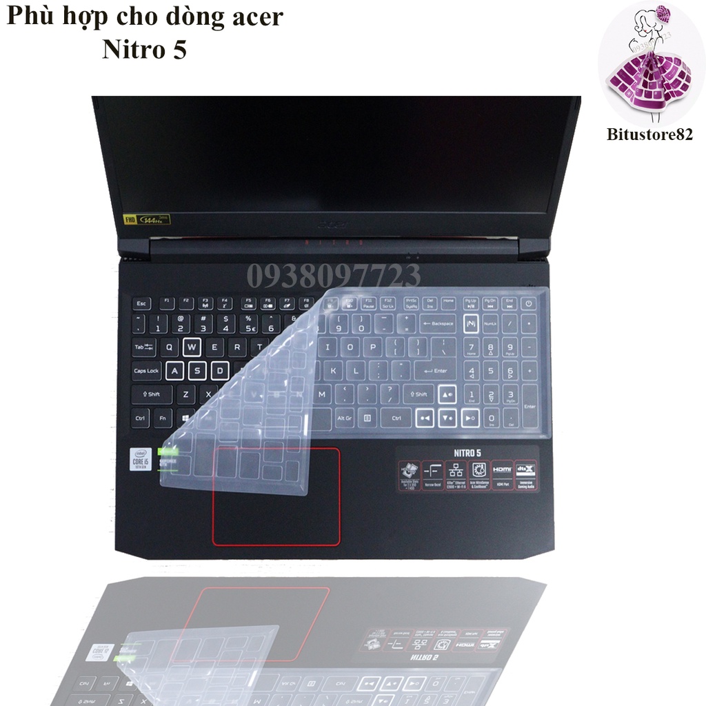 Ốp bàn phím dành cho laptop Acer Nitro 5 AN515 45 - Miếng, tấm silicon bảo vệ che, phủ, đậy, lót bàn phím