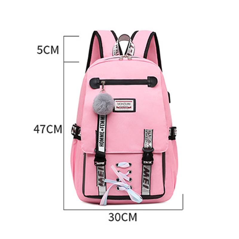 Balo Đi Học Cỡ Lớn In Họa Tiết Hoạt Hình BLACKPINK Kèm Sạc USB Tiện Dụng Thời Trang Cho Nữ # 1