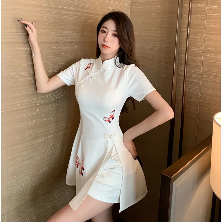 Sườn Xám Thiết Kế Mới Thời Trang Mùa Hè Theo Phong Cách Trung Hoa Dành Cho Nữ