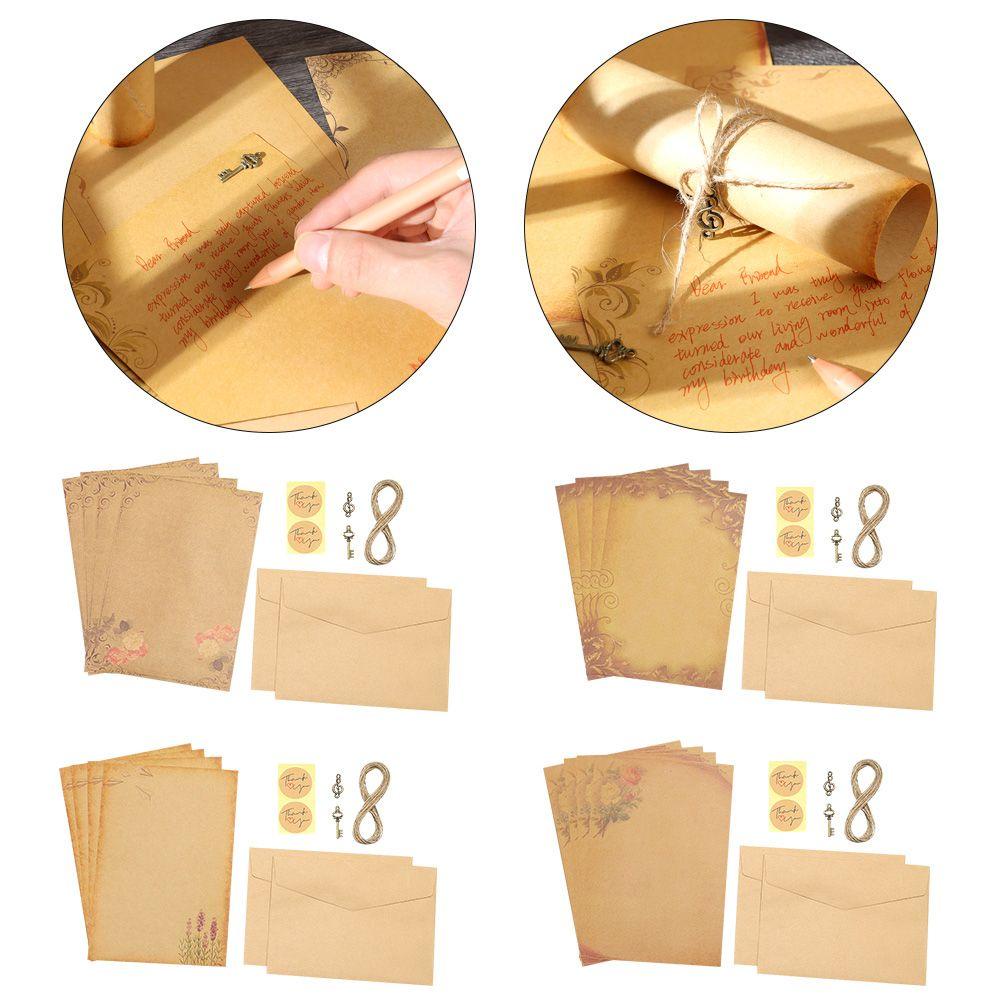 MUVAKO Phong Bì Thư Bằng Giấy Kraft In Chữ Viết Tay Phong Cách Retro