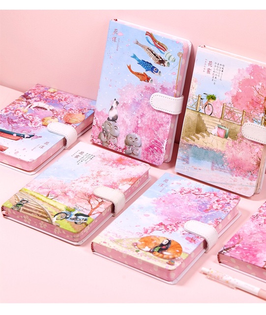 Sổ mèo hoa anh đào , sổ tay kế hoạch scrapbook nhiều mẫu mèo nhật bản