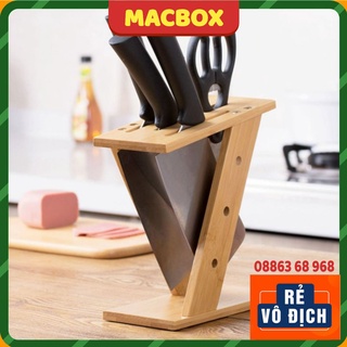 Khay cắm dao kéo bằng gỗ tre tự nhiên, ống cắm dao kéo gỗ hình chữ Z đa năng tiện lợi