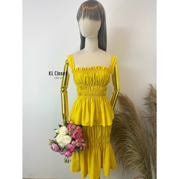 Set áo 2 dây mix chân váy nhún siêu sang chảnh