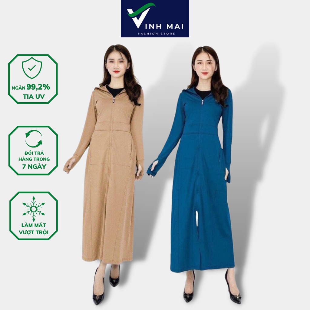 Áo chống nắng nữ toàn thân 2 lớp vải thông hơi thoáng mát có lưới tản nhiệt , áo choàng chống nắng 2 lớp kèm khẩu trang