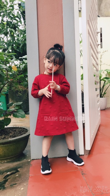 Váy nỉ HM dư xịn cho bé- ảnh mẫu mặc