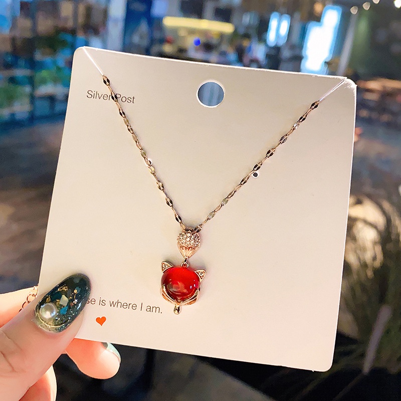 ❤zheting❤Vòng cổ Mặt Hình Cáo Đính Đá Thời Trang Cho Nữ