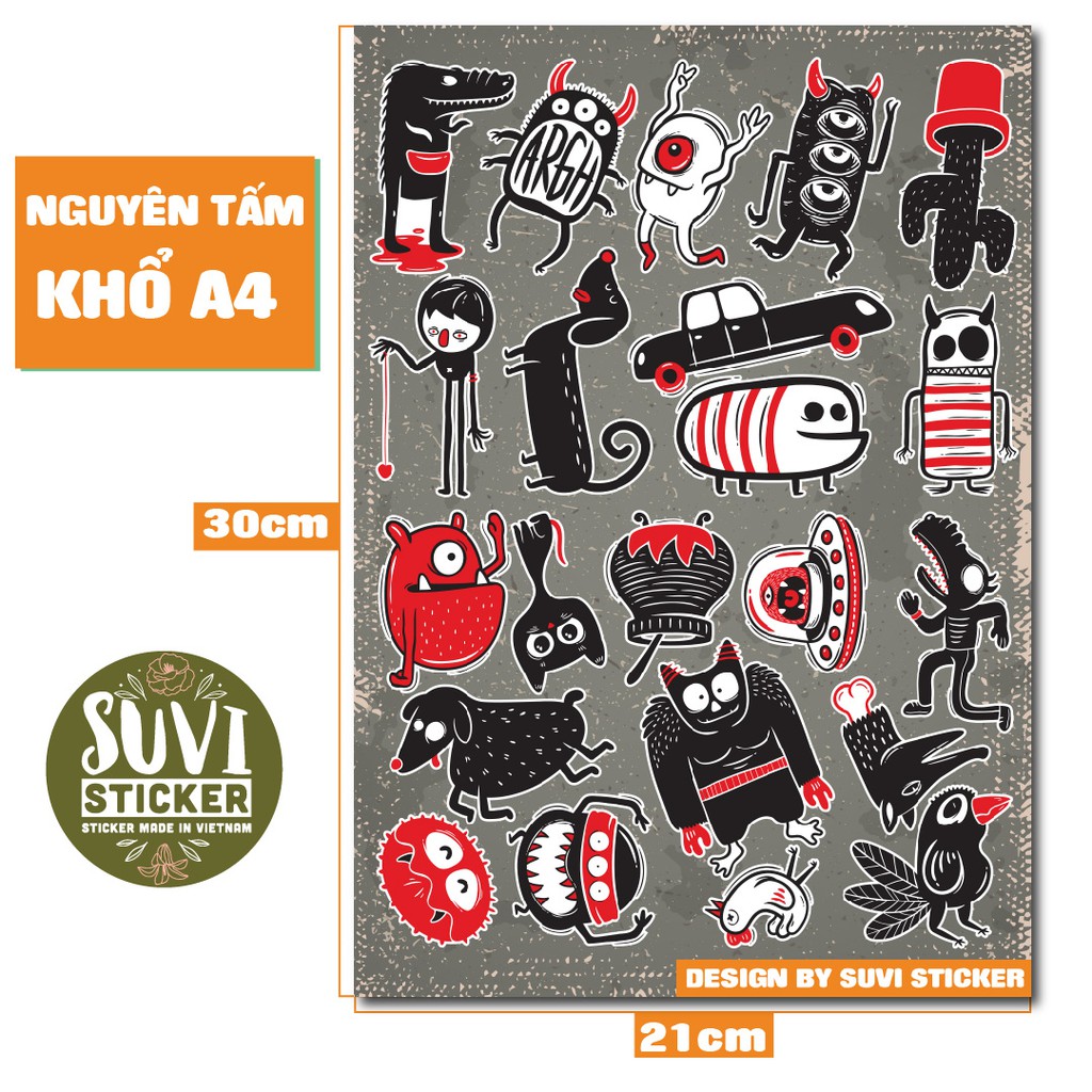 Single Sticker - Hình dán Đỏ Đen chống nước sticker dán laptop, điện thoại, đàn guitar, mũ bảo hiểm, vali. SG05