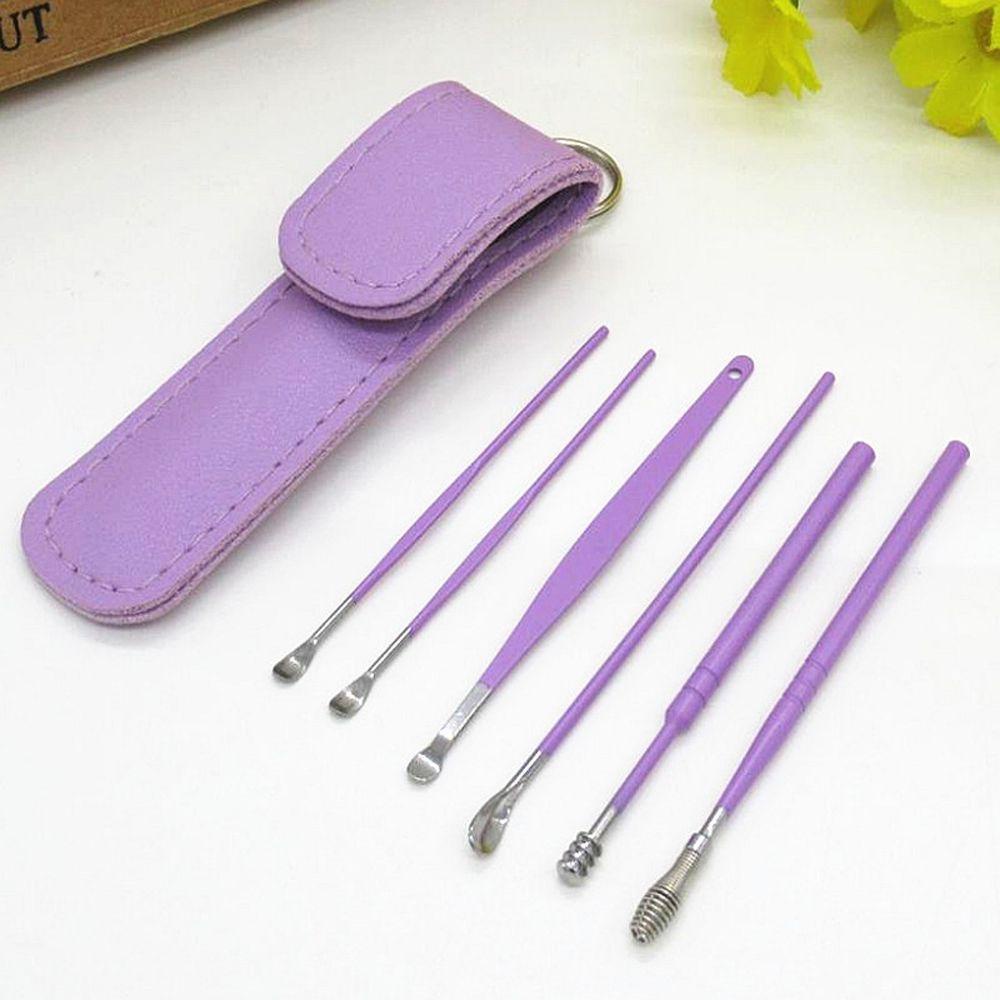 Bộ 6 Dụng Cụ Vệ Sinh Tai Kèm Móc Khóa Bằng Da Tiện Dụng