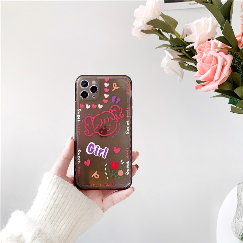 Ốp lưng iphone Honey Girl trong cạnh vuông BVC 5/5s/6/6plus/6s/6splus/7/7plus/8/8plus/x/xr/xs/11/12/pro/max/plus/promax | BigBuy360 - bigbuy360.vn