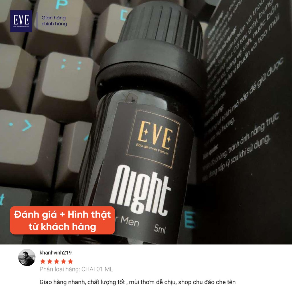 Nước hoa vùng kín nam 5ml NIGHT - Nuoc hoa vung kin EVE - Eau de Parfum nước hoa nam chính hãng (Có che tên)