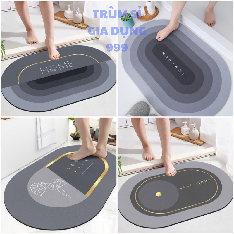 HCM Thảm Lau Chân Chùi Chân Silicon phòng tắm trải sàn siêu thấm hút nước chống trượt cao cấp đế cao su chất siêu dày