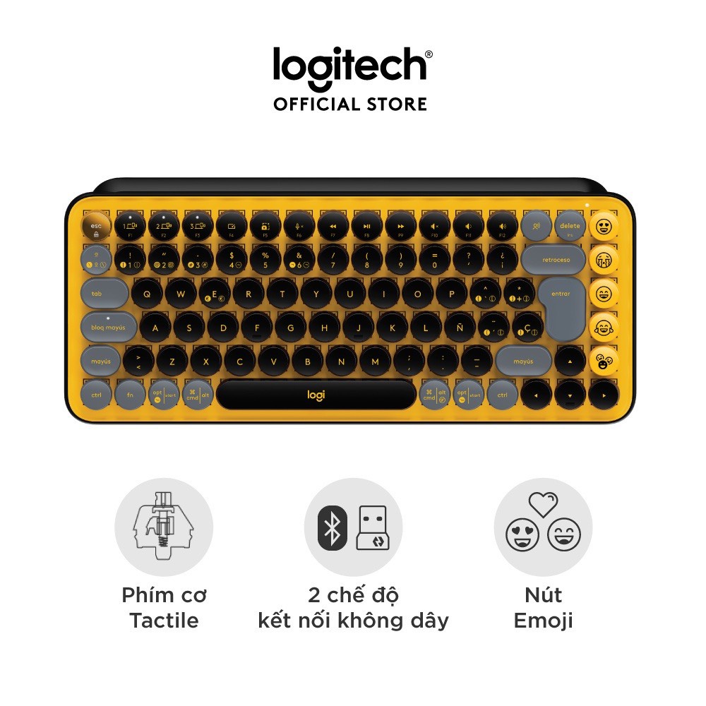 - Bàn phím cơ không dây Bluetooth Logitech POP Keys – Phím tắt Emoji tùy chỉnh - Ngocvienstore
