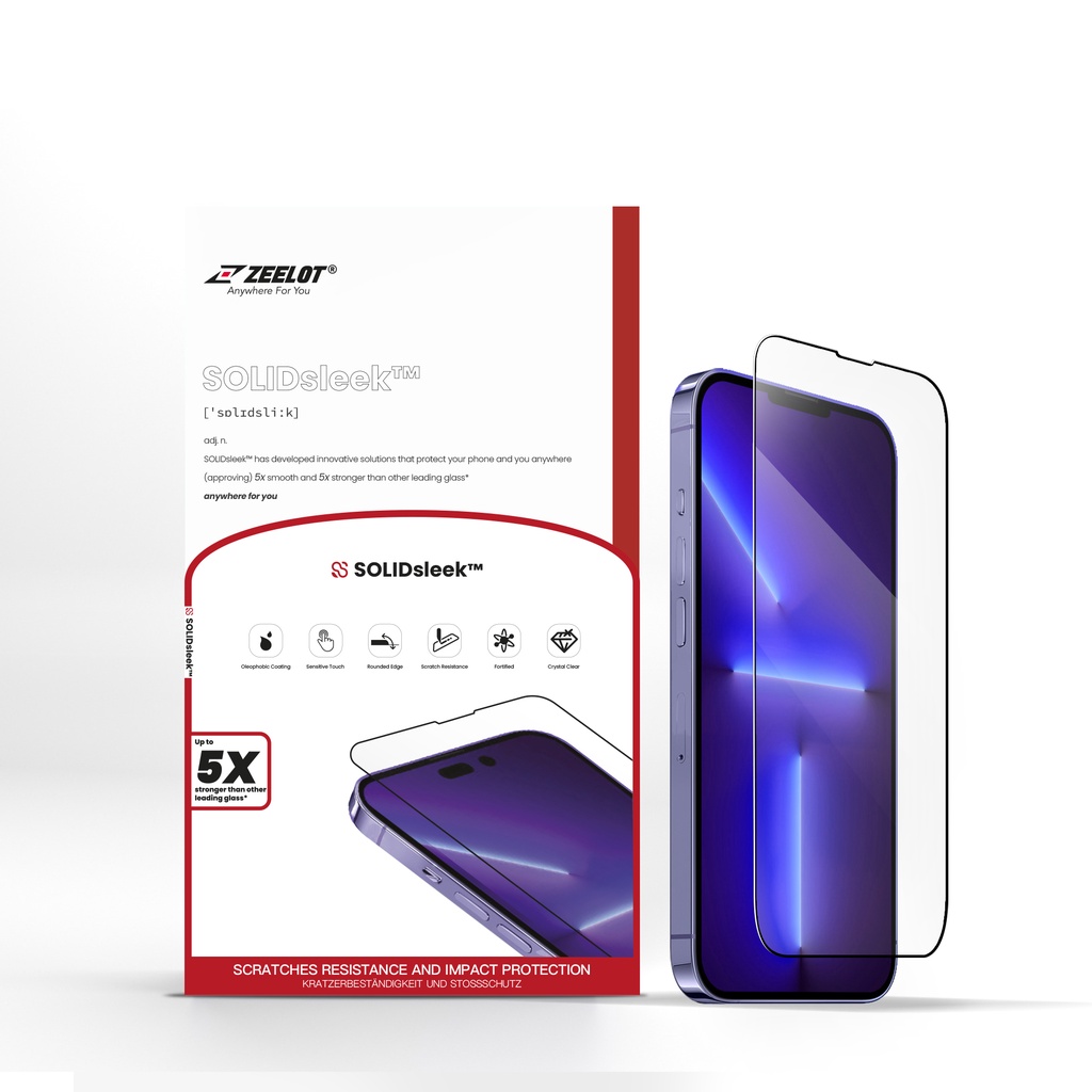 Miếng Dán Cường Lực ZEELOT SOLIDSLEEK Retina Clear cho iPhone 14 Pro Max- 14 Pro- 14 Plus- 14_ Hàng Chính Hãng