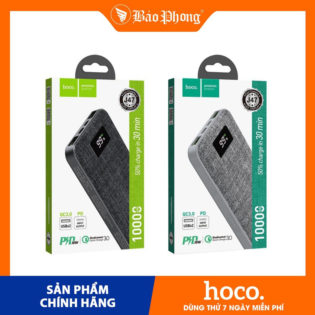 Pin sạc dự phòng Hoco J47 cổng PD + QC3.0 dung lượng 10.000mAh Dành cho iPhone IP 7 8 Plus X Xs 11 12 Pro Max Samsung