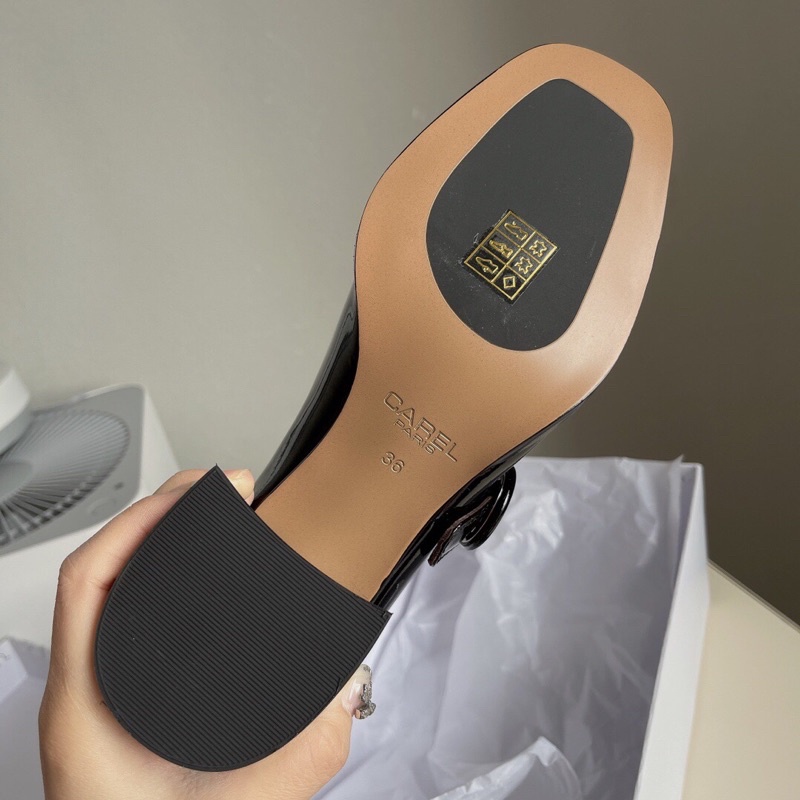Giày nữ công sở đế tăng chiều cao da trơn bóng đế 6cm