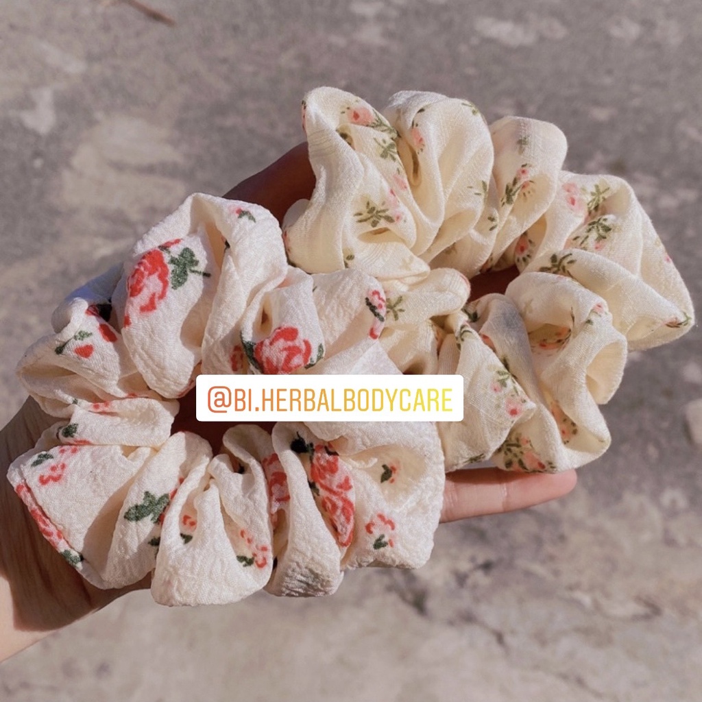 [Hàng thiết kế] Scrunchies cột tóc nơ hoa nhí handmade phong cách vintage dành cho nữ nhiều màu