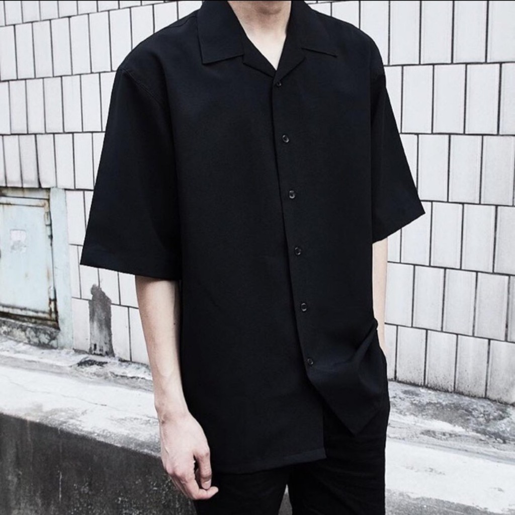 Sơmi TAY NGẮN CỔ PIJAMA UNISEX + Ảnh thật