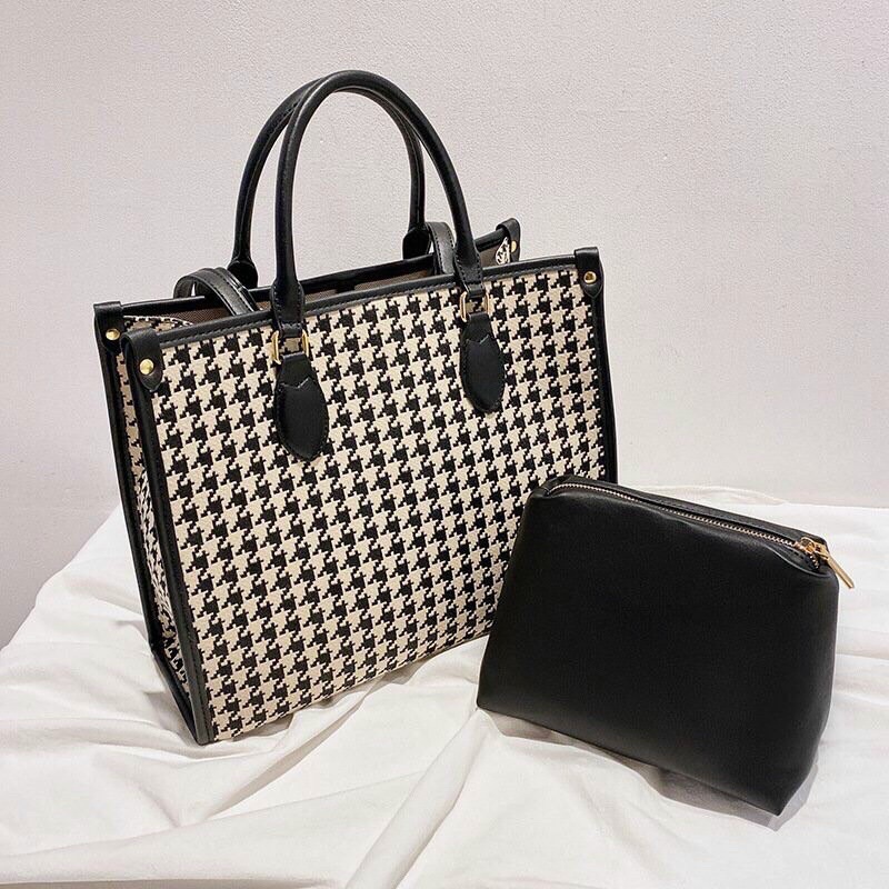 𝑭𝑹𝑬𝑬𝑺𝑯𝑰𝑷  túi xách công sở nữ in họa tiết răng sói sét 2 món shop tuyển sỉ