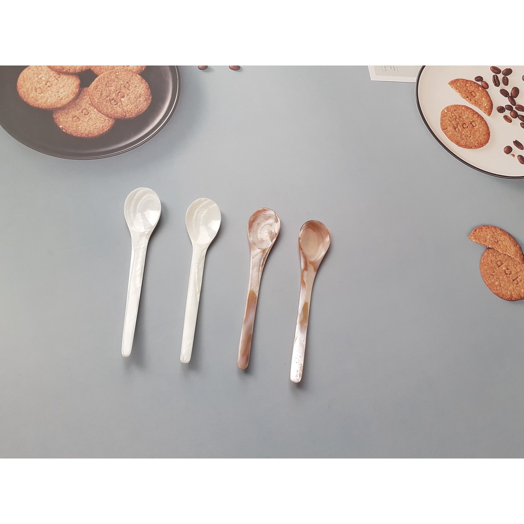 Thìa trai hồng, trai trắng đẹp, bắt mắt ăn sữa chua, ăn trứng cá hồi, thìa trai decor siêu đẹp