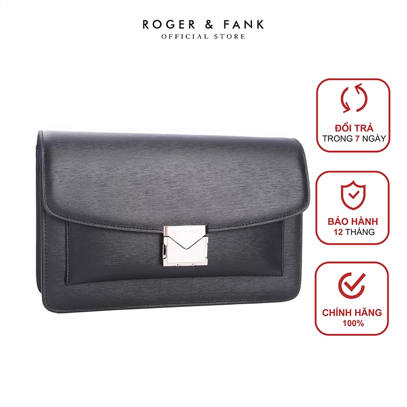 Ví cầm tay Clutch nam thương hiệu Roger &amp; Fank da bê nhập khẩu